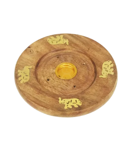 Підставка під благовонія дерев'яна кругла (середня) (Wooden Incense Holder Round (Medium) Nidco) 1 Штук.